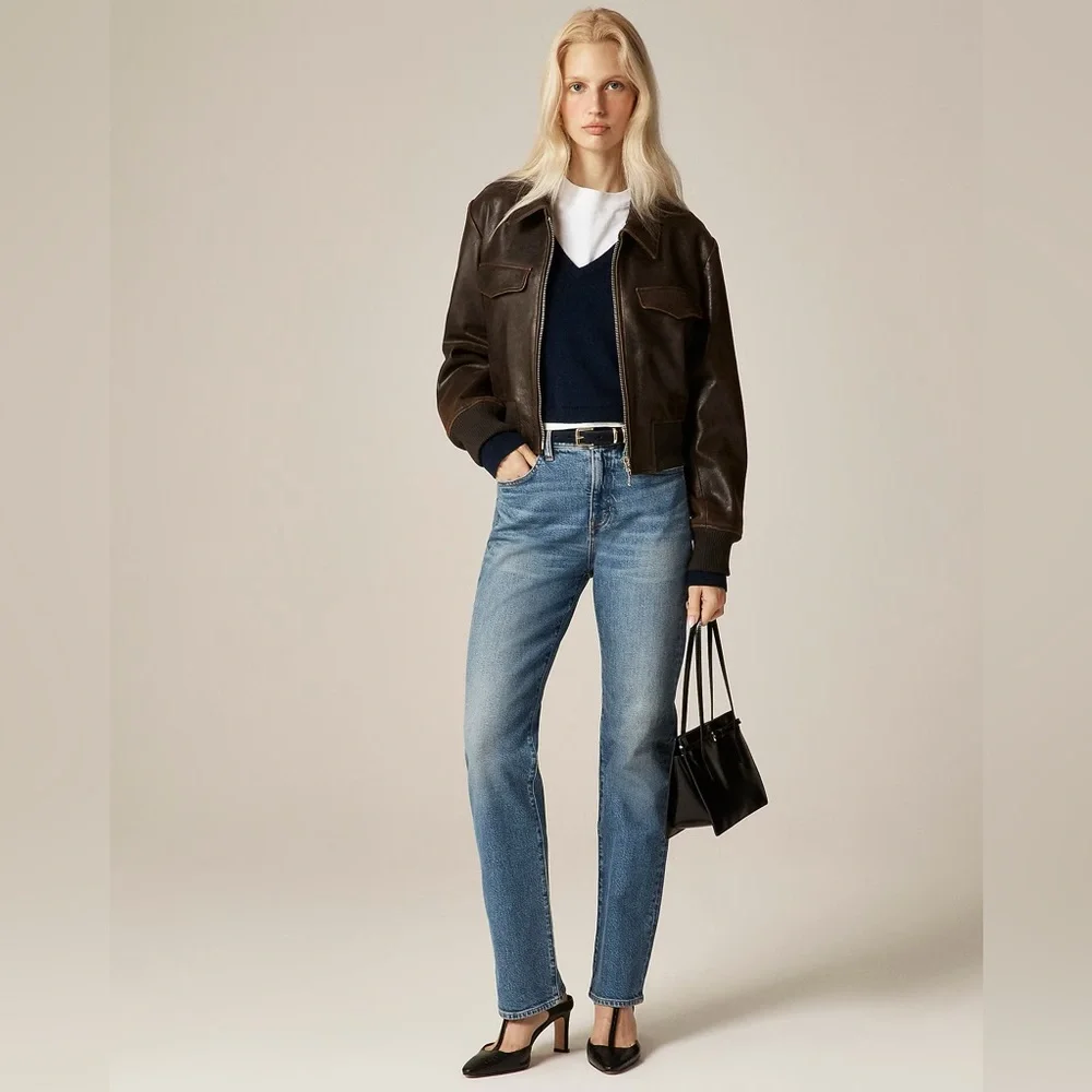 NWT J.Crew Petite Nipped Straight Jean in Stretch Bangkok Wash